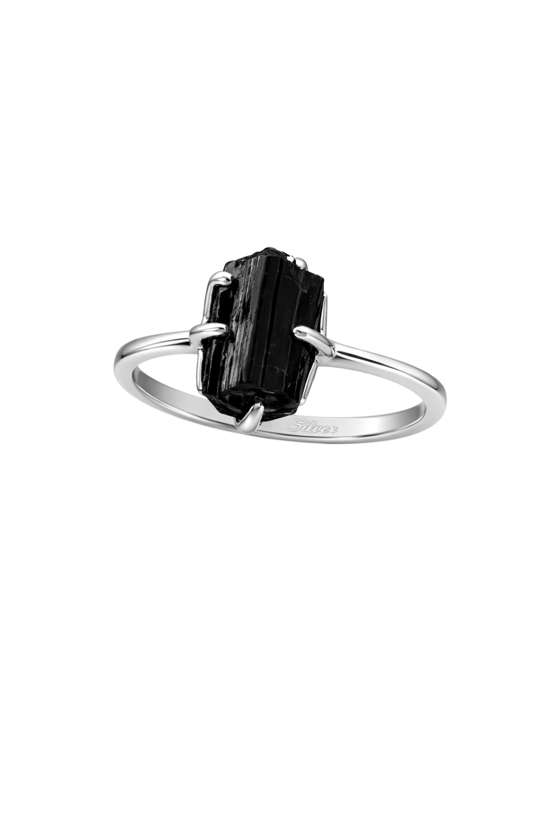 Raw Black Tourmaline Ring, 925 Sterling Silver, Handmade (2)