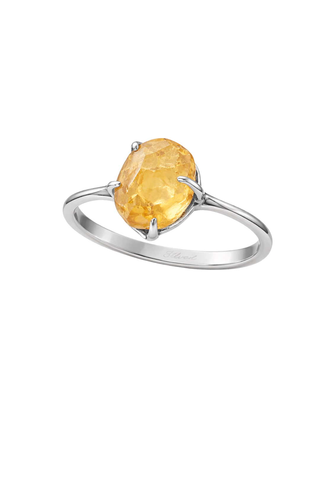Raw Citrine Ring, Handmade 925 Sterling Silver Ring, Birthstone Jewelry