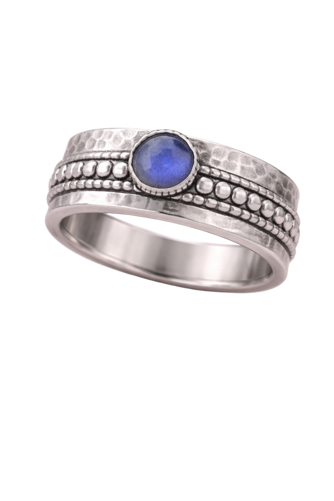 Labradorite Spinner Ring Hammered 925 Sterling Silver, Handmade