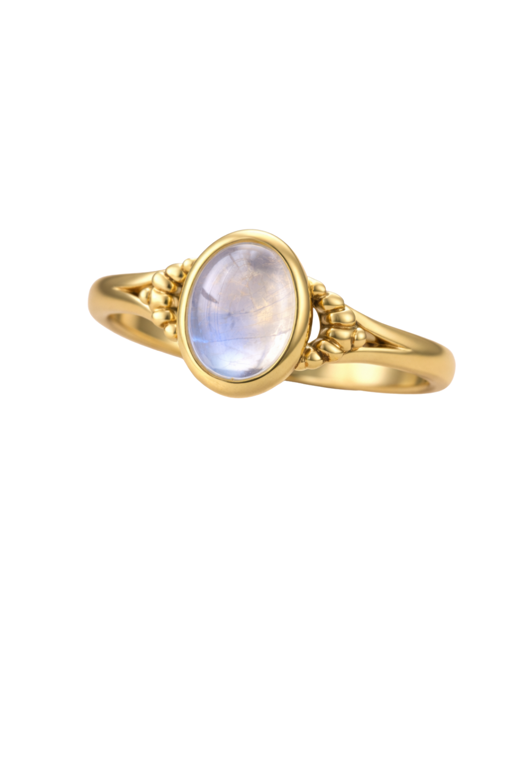 Natural Moonstone Ring 18K Gold Plated Sterling Silver, Handmade