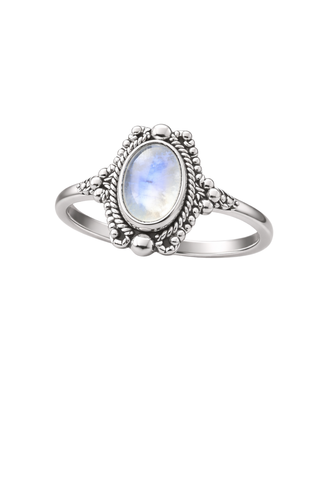 Oval Rainbow Moonstone Ring Handmade 925 Sterling Silver Boho Ring