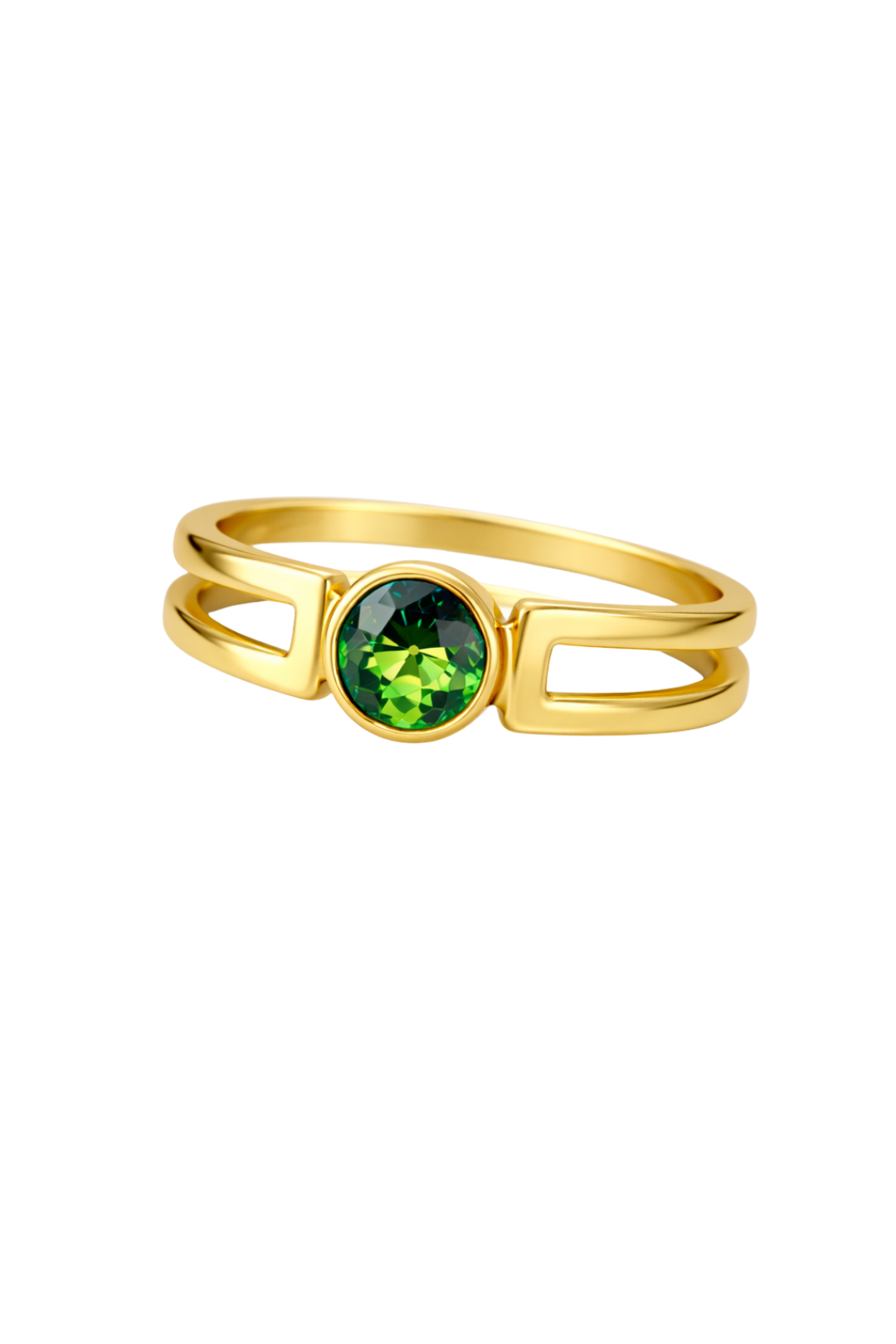 Natural Peridot 18K Gold Plated Ring Handmade Sterling Silver