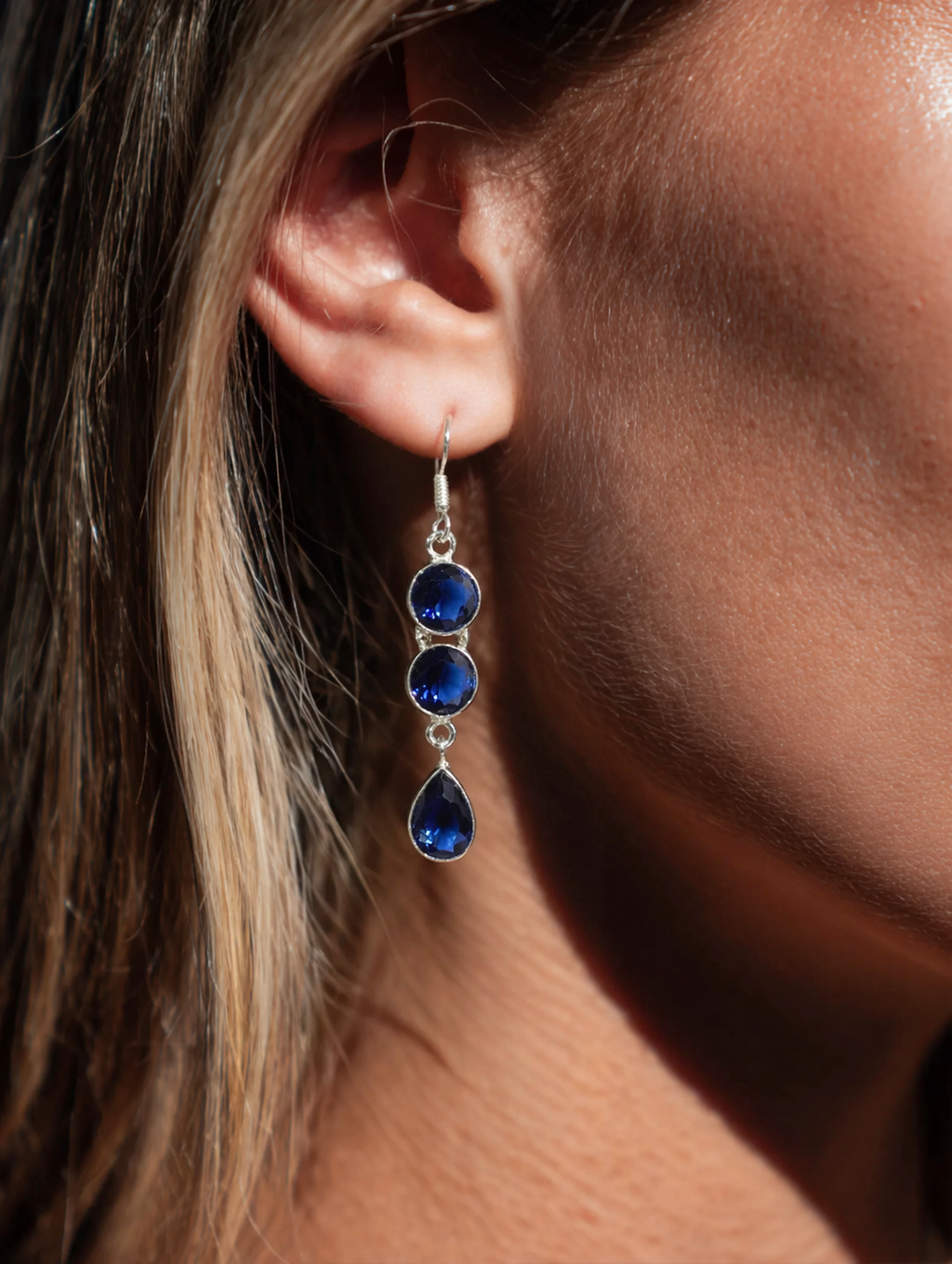 Sapphire Midnight Echo Dangle Earrings