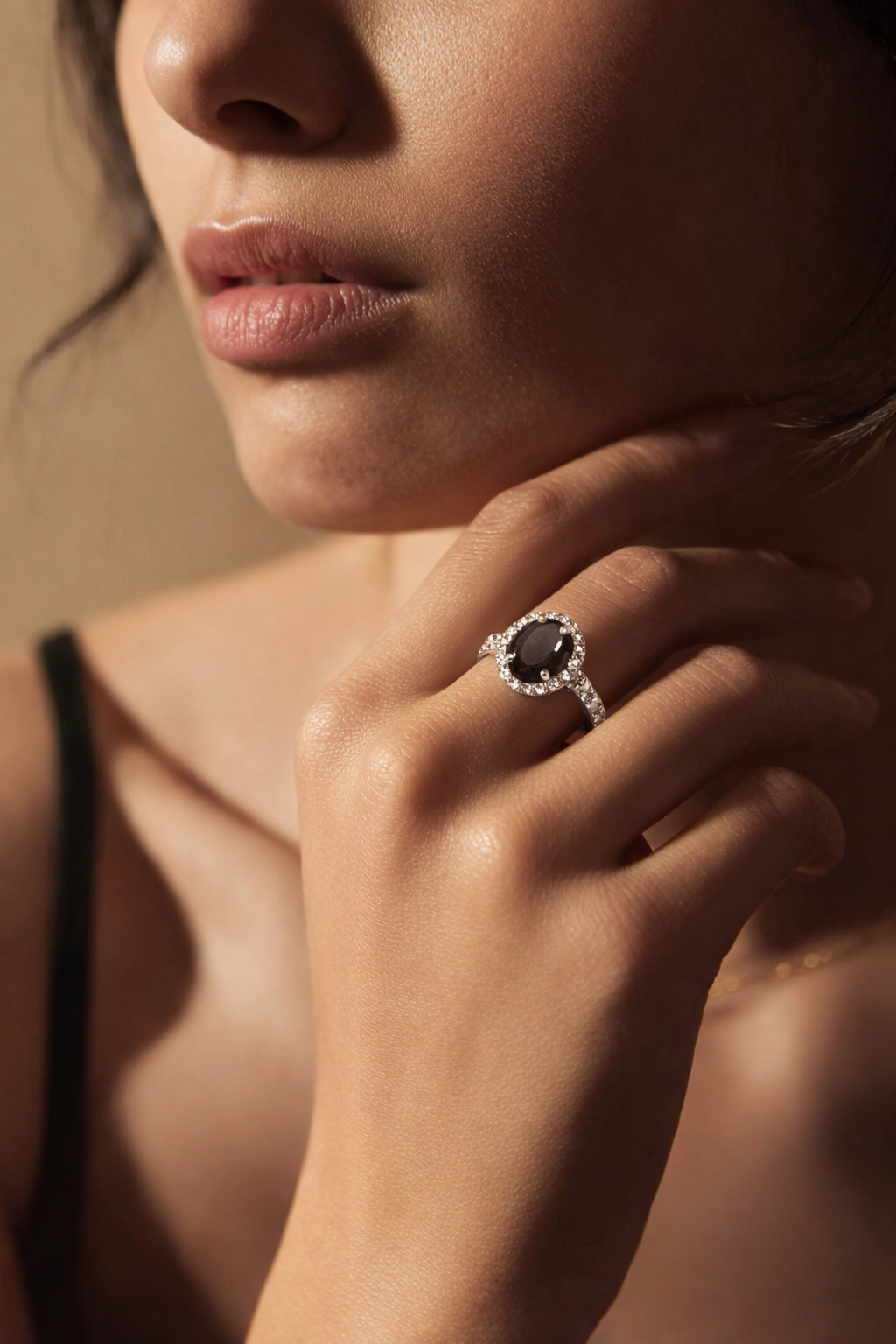 Smoky Quartz Grounding Aura Silver Ring