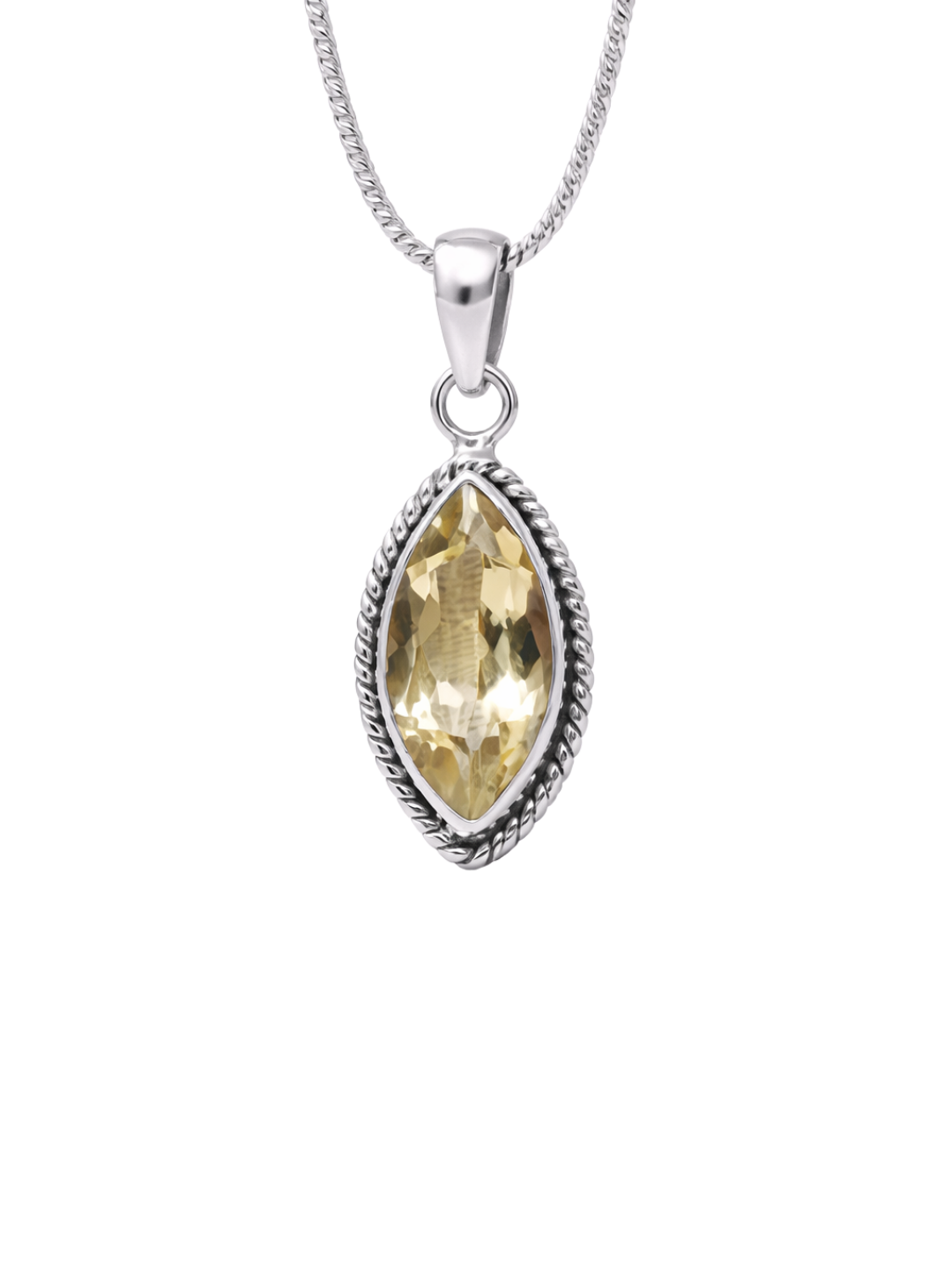 Marquise Citrine Pendant Handmade 925 Sterling Silver Minimalist Necklace