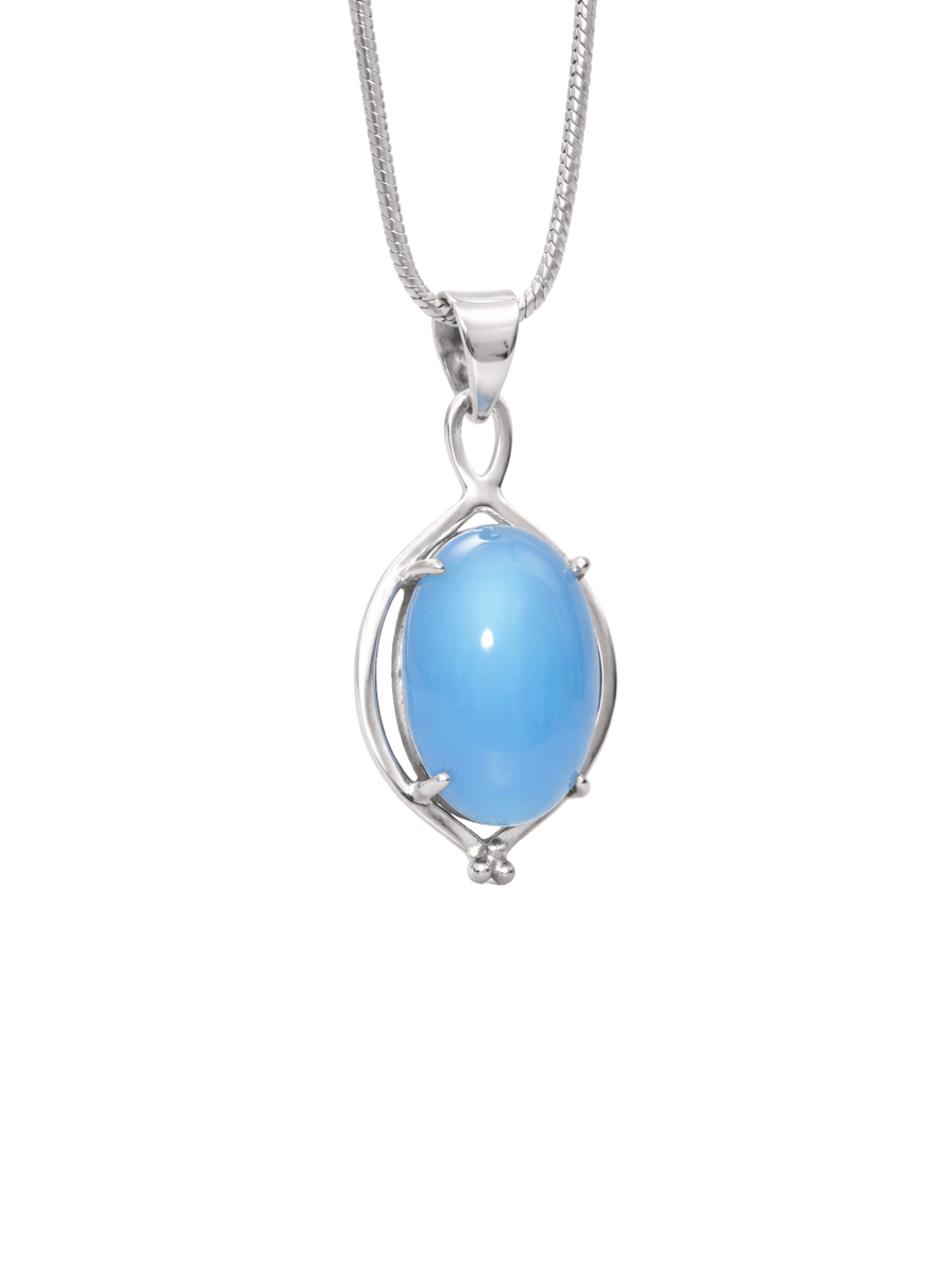 Chalcedony Pendant Handmade 925 Sterling Silver Minimalist Necklace