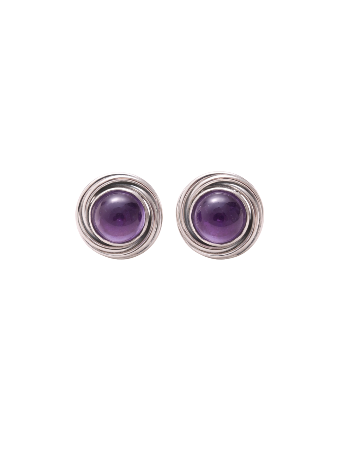 Handmade Amethyst Stud Earrings 925 Sterling Silver Minimalist Design
