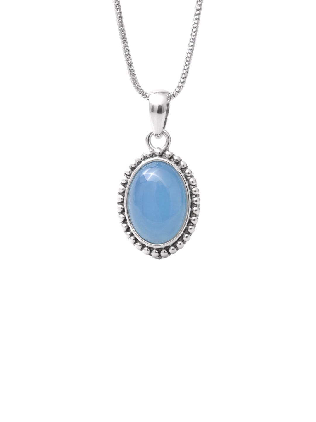 Handmade Chalcedony Pendant 925 Sterling Silver Oval Stone