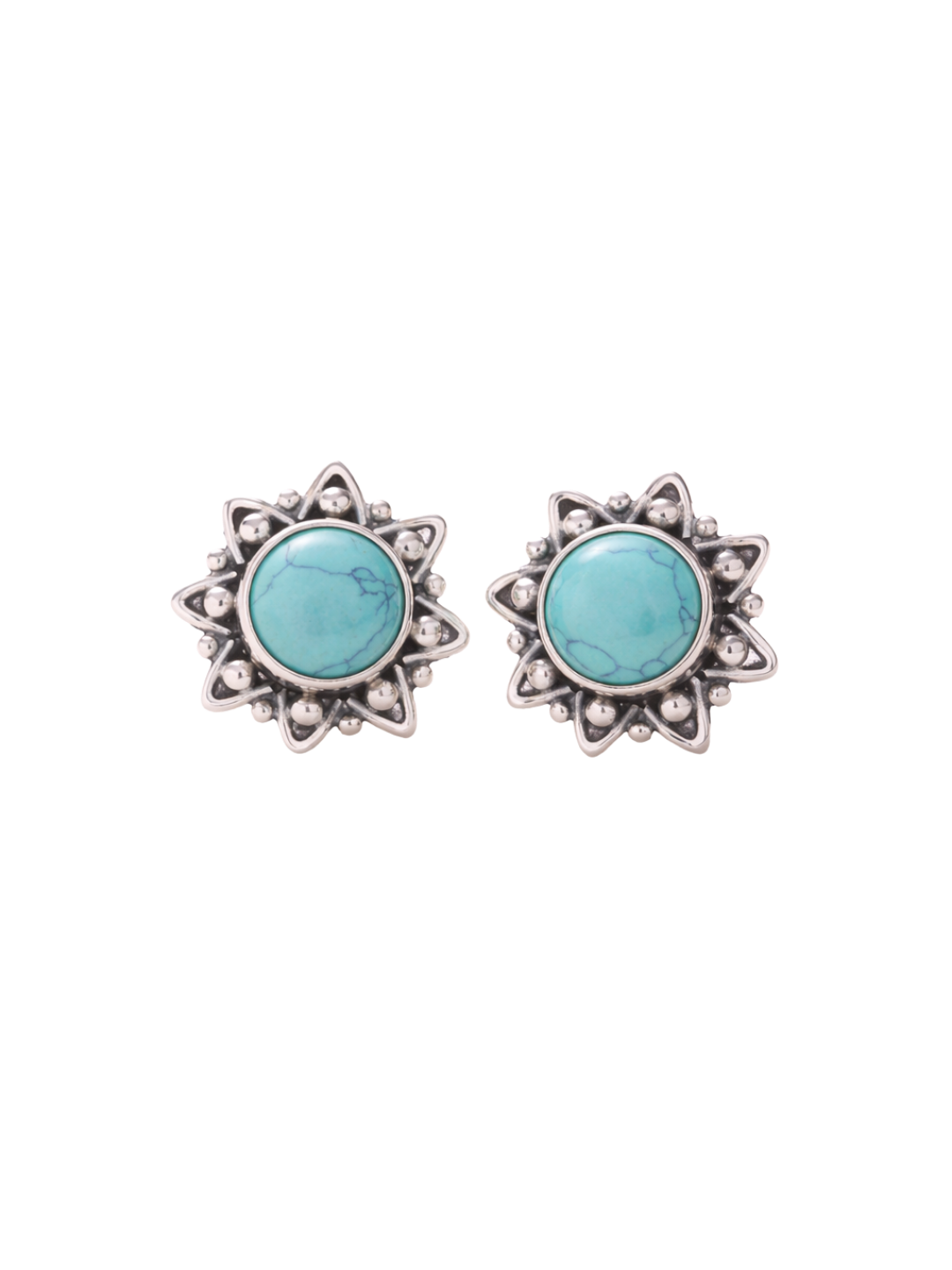 Handmade Turquoise Stud Earrings 925 Sterling Silver, 7mmHandmade Turquoise Stud Earrings 925 Sterling Silver, 7mm