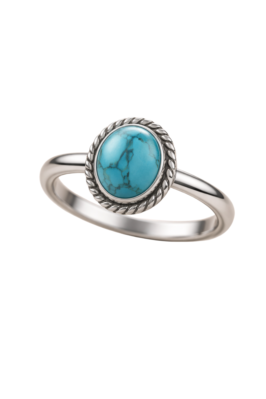 Handmade Oval Turquoise Ring Sterling Silver Boho Statement Jewelry