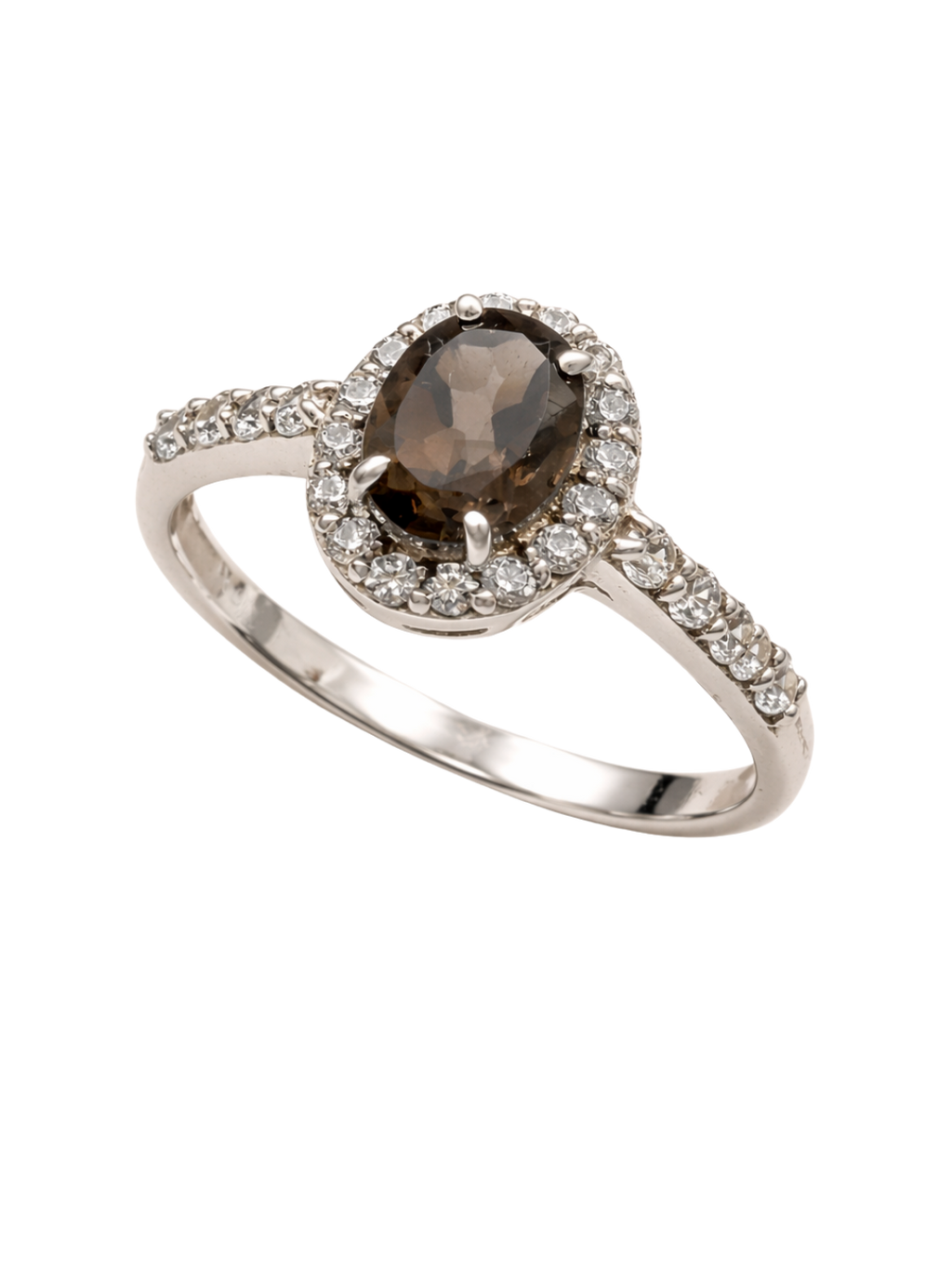 Smoky Quartz Grounding Aura Silver Ring