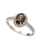 Smoky Quartz Grounding Aura Silver Ring