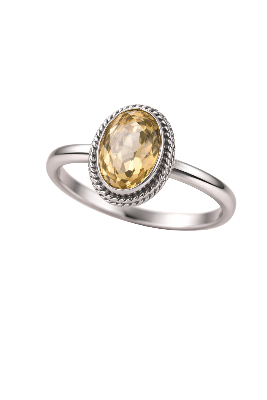 Handmade Oval Citrine Ring 925 Sterling Silver Birthstone
