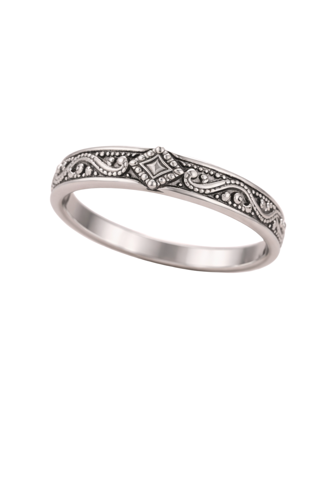 Handmade Sterling Silver Band Ring Traditional Floral Design